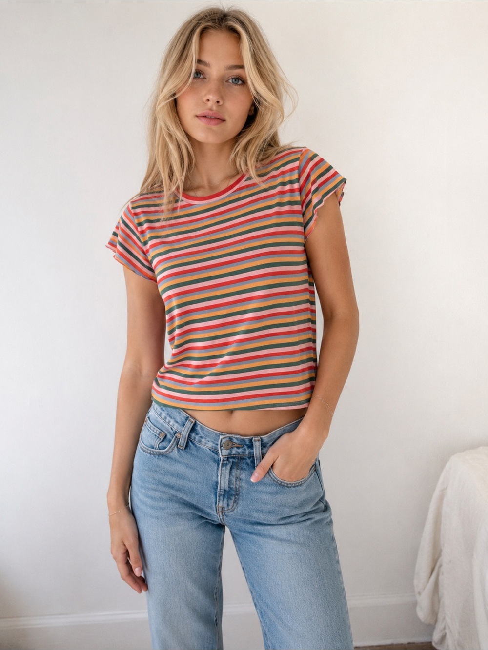 Girls' Multi-Color Striped Tee - Cute & Casual